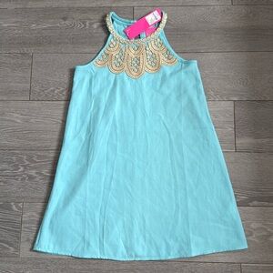 NWT Lilly Pulitzer Girls Size 10 Mini Pearl Shift Dress in Bali Blue